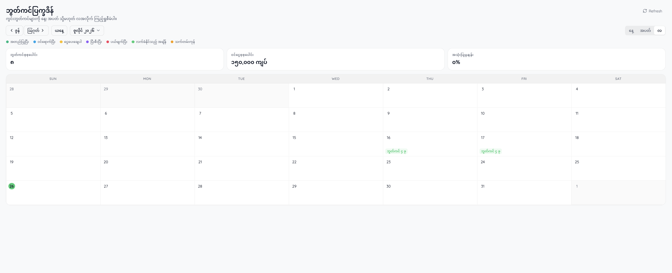 ပြက္ခဒိန် — KwinChain